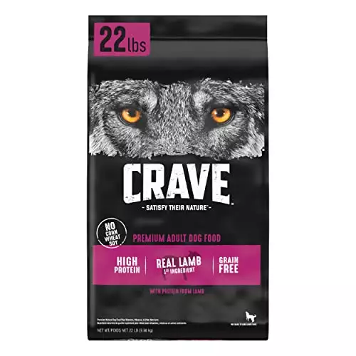 CRAVE Grain Free High Protein Adult Dry Dog Food with Lamb, 22 lb. Bag