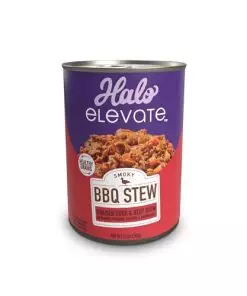 Halo Elevate Wet Dog Food, Healthy Grains, Smoky BBQ Braised Duck & Beef Stew w/White Potatoes, Carrots & Brown Rice, 12.7oz