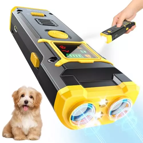 TASDISE 2024New Dog Bark Deterrent Devices, Anti Barking Device for Dogs, Ultrasonic Dog Bark Deterrent, Professional Dog Training Tool with LED Light (yellow)