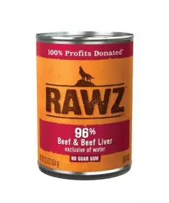 Rawz 96% Meat Canned Wet Food for Dogs 12 Pack/ 12.5 oz. Cans (Beef/Beef Liver)