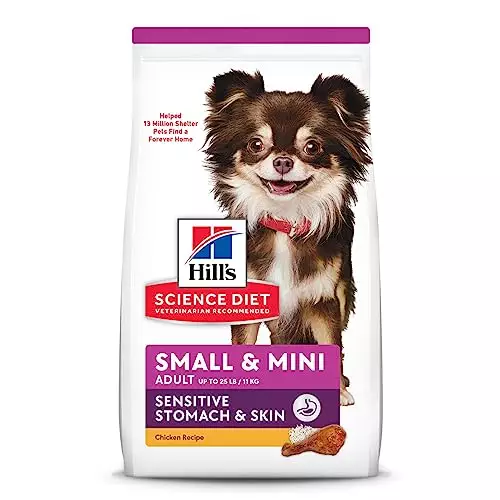 Hill’s Science Diet Sensitive Stomach & Skin, Adult 1-6, Small & Mini Breeds Stomach & Skin Sensitivity Support, Dry Dog Food, Chicken Recipe, 15 lb Bag