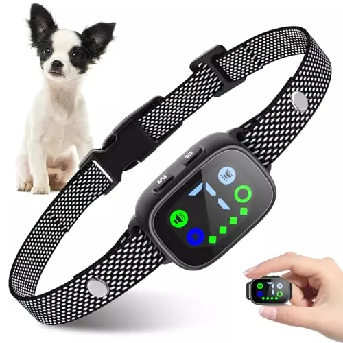 MASBRILL Small Dog Bark Collar, Rechargeable Anti Bark Collar for Small Dogs-Bark Control Device with Adjustable Sensitivity and Intensity Beep Vibration Bark Collar (Black)