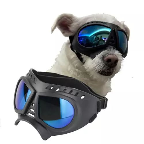 LEILA’S CHOICE Dog Sunglasses Small Breed Dog Goggles for Large Dogs Dog Sunglasses Dog Goggles (Small Blue)