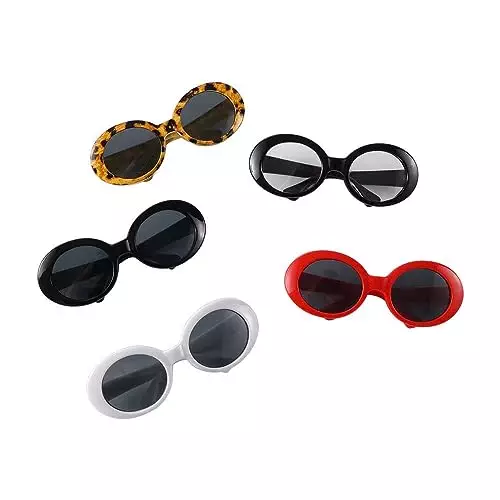 5 Pcs Pet Sunglasses, Retro Oval Dogs Cats Sunglasses Plastic Party Costume Cosplay Glasses Photo Props Cute Funny Sunglasses for Cats and Dogs