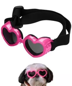 Dog Heart Shaped Goggles Wind-Resistant – Stylish Cute UV Protection Sunglasses for Outdoor Riding and Walking (pink)