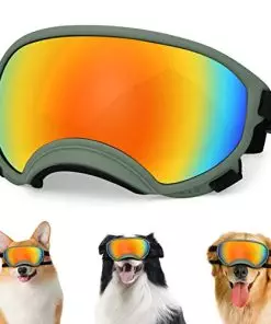 Beyoung Dog Sunglasses, Dog Goggles with Adjustable Strap UV Protection Dogs Eyes Protection Sunglasses, Suitable for Medium-Large Dog Pet Glasses,Green