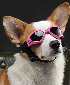 PEDOMUS Dog Goggles Dog Sunglasses Small Adjustable Strap for UV Sunglasses Waterproof Protection for Dogs (PINK)