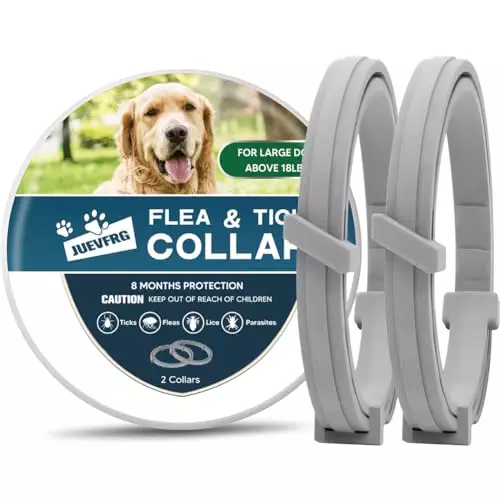 Dog Flea Tick Collar, Flea & Tick Prevention for Dogs, 8 Months Protection Dog Flea Collar, Adjustable Collar Fits Large Dogs & Puppies, Flea Treatment Collar for Dogs 2 Pack