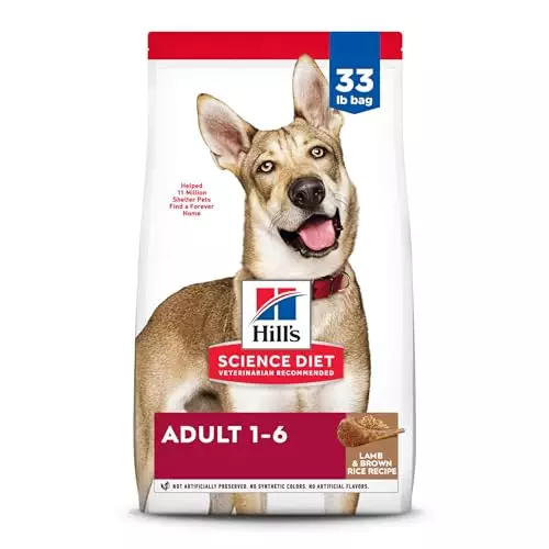 Hill’s Science Diet Adult 1-6, Adult 1-6 Premium Nutrition, Dry Dog Food, Lamb & Brown Rice, 33 lb Bag