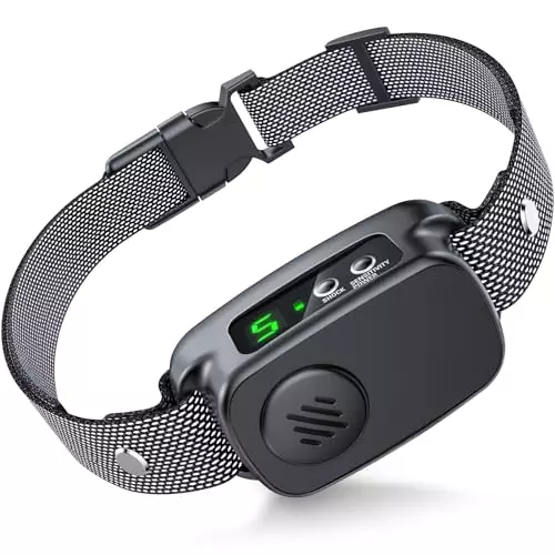 Dog Bark Collar, Smart Bark Collar with 5 Adjustable Sensitivity for Large Medium Dogs, Automatic Anti Barking Training Collar with Beep Vibration Shock Mode No Bark Collar, Black