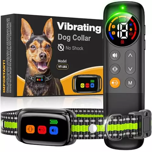 No Shock Dog Training Collar, 2024 Vibrating Dog Collar with Remote 2000ft, Beep and Vibration Collor for Dogs 10-120lbs, Waterproof | Safe Lock | Painless&Humane to Stop Bad Behaviors