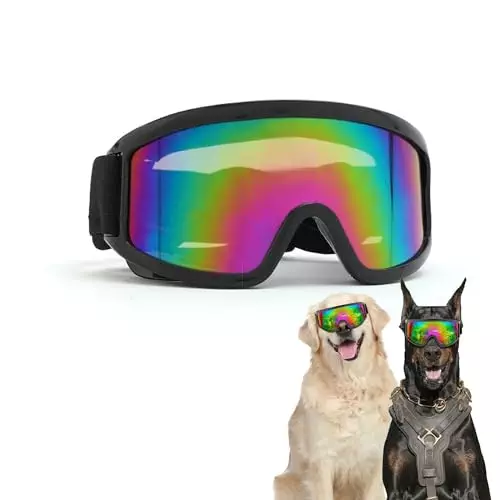 Dog Goggles Medium Large Breed, Dog Sunglasses with Adjustable Straps and Soft Sponge Pad,UV Protection, Windproof, Dustproof and Snowproof.