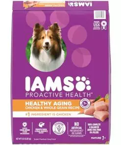 IAMS Healthy Aging Adult Dry Dog Food for Mature and Senior Dogs with Real Chicken, 15 lb. Bag