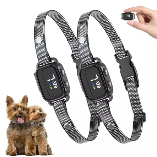 RICIVI Dog Bark Collar for Small Dogs 2 Pack, No Shock Anti-Bark Collars with 7 Sensitivities, 3 Adjustable Modes Beep & Vibration, IP67 Waterproof – Effective & Humane, Black