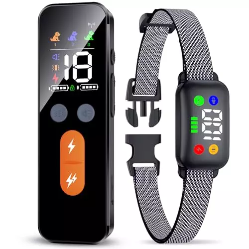 Dog Training Collar with Remote, Dog Shock Collar with Remote Control for Medium Large Dogs 40-120lbs Waterproof, Shock Collar for Dogs with Beep Vibration Shock and Security Lock