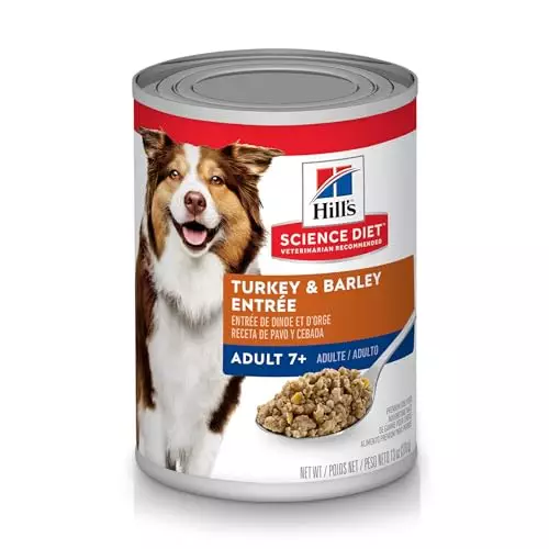 Hill’s Science Diet Adult 7+, Senior Adult 7+ Premium Nutrition, Wet Dog Food, Turkey & Barley Loaf, 13 oz Can, Case of 12