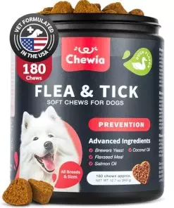 Dog Flea and Tick Treatment Chews – Flea and Tick Prevention for Dogs – Flea & Tick Chewables – Natural Dog Flea & Tick Control Soft Treats – Flea Chewables for Dogs – Immune Support Supplement