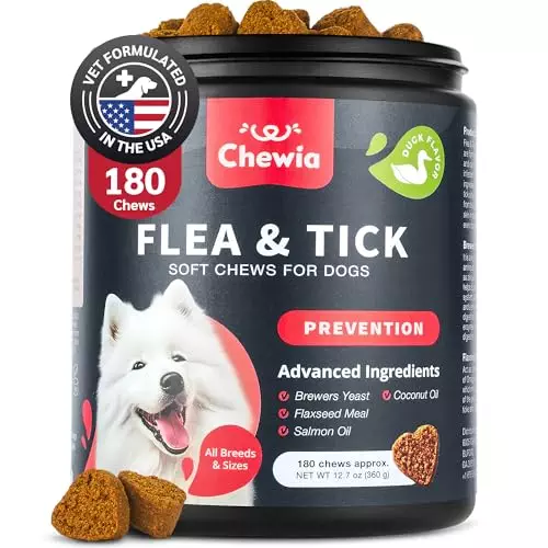 Dog Flea and Tick Treatment Chews – Flea and Tick Prevention for Dogs – Flea & Tick Chewables – Natural Dog Flea & Tick Control Soft Treats – Flea Chewables for Dogs – Immune Support Supplement