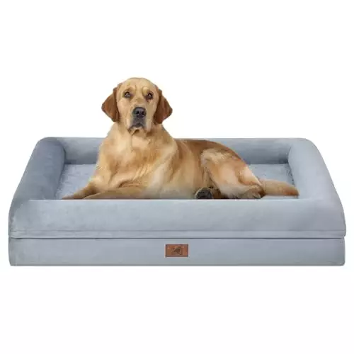 Orthopedic Washable Large Dog Bed: Large Dog Bed Bolster Waterproof – Dog Beds for Medium Large Dogs with Removable Cover