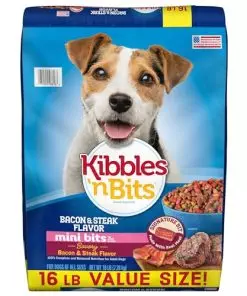 Kibbles ‘n Bits Mini Bits Bacon & Steak Flavor, Dry Small Breed Dog Food, 16-Pound Bag