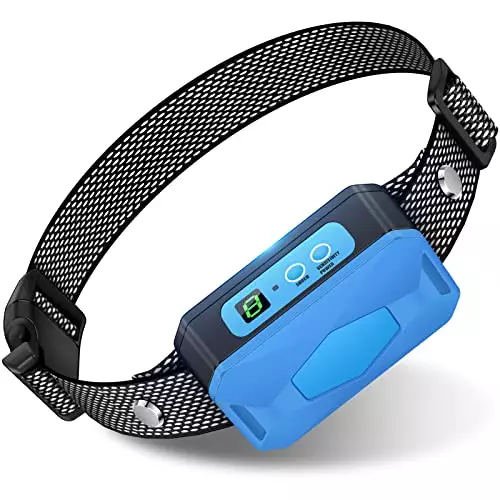 Bark Collar for Dogs – Edixeno USB-C Rechargeable Braking Training Collar with 5 Levels Adjustable Sensitivity Harmless Vibration Collar for Small Medium and Large Dogs(Blue)