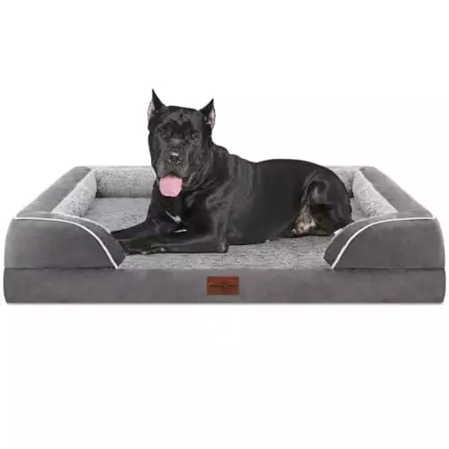 Comfort Expression XXL Orthopedic Dog Bed for Extra Large Dogs, Waterproof Orthopedic Foam Dog Beds, Washable Dog Sofa Bed with Removable Cover & Non-Slip Bottom(XX-Large,Grey)