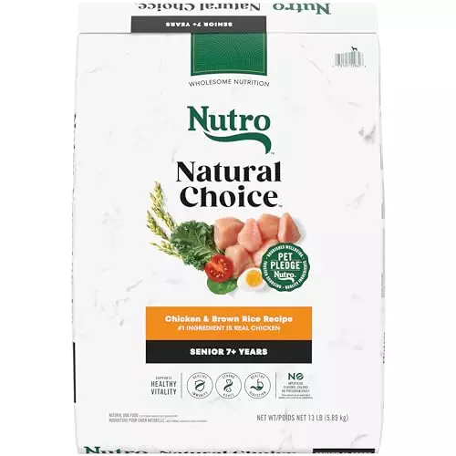 Nutro Natural Choice Senior Dry Dog Food, Chicken and Brown Rice Recipe, 13 lbs.