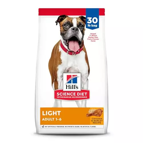 Hill’s Science Diet Light , Adult 1-6, Weight Management Support, Dry Dog Food, Chicken & Barley, 30 lb Bag