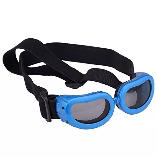 Outdoor Dog Sunglasses Anti-UV Eye Protection Goggles Waterproof Windproof Anti-Fog for Small Pet Puppy Cat (Blue)