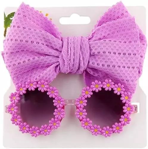 Purple Dog Headband Dog Sunglasses,Cute Cat Headband Bow Pet Flower Sunglasses with Bow Headband for Pet Hair Accessories Dog Sunglasses