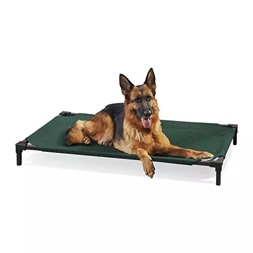 COOLAROO Cooling Elevated Dog Bed PRO, Standard, Fits in 48In Crate, Easy Assembly Frame, Brunswick Green.