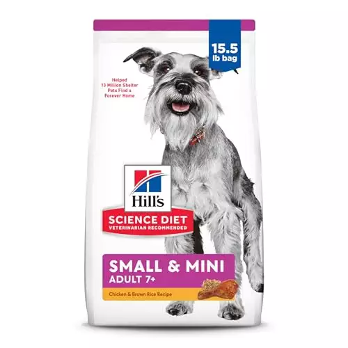 Hill’s Science Diet Small & Mini, Senior Adult 7+, Small & Mini Breeds Senior Premium Nutrition, Dry Dog Food, Chicken, Brown Rice, & Barley, 15.5 lb Bag