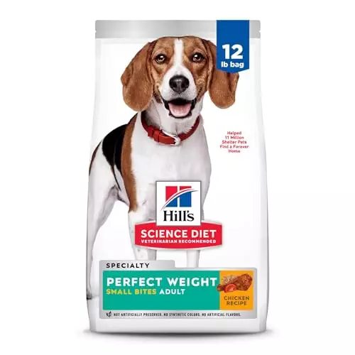 Hill’s Science Diet Perfect Weight, Adult 1-6, Weight Management Support, Small Kibble, Dry Dog Food, Chicken Recipe, 12 lb Bag