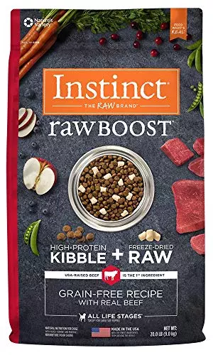 Instinct Raw Boost Grain Free Dry Dog Food, High Protein Real Beef Kibble + Freeze Dried Raw Dog Food, 20 lb. Bag