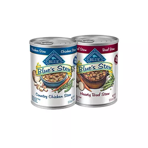 Blue Buffalo Blue’s Stews Natural Adult Wet Dog Food Cans, Chicken and Beef 12.5-oz (12 Pack- 6 of Each Flavor)