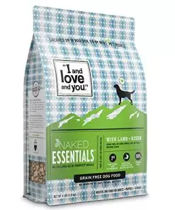 I and love and you Naked Essentials Dry Dog Food – Lamb + Bison – High Protein, Real Meat, No Fillers, Prebiotics + Probiotics, 4lb Bag