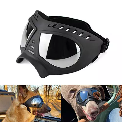 Namsan Dog Goggles for Large Dogs UV Dog Sunglasses Medium Large Breed Tactical Dog Glasses Wind/Dust/Fog/Snow Dog Eye Protection, Wide Snout Rest, Soft Frame, Black