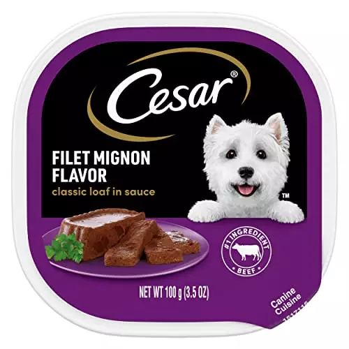 CESAR Wet Dog Food Classic Loaf in Sauce Filet Mignon Flavor, (24) 3.5 oz. Easy Peel Trays