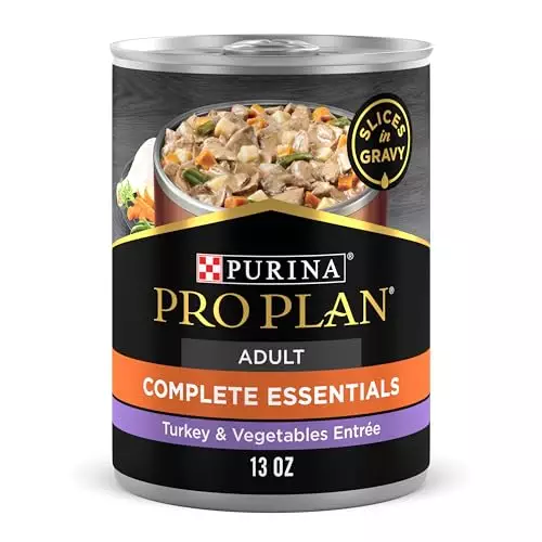 Purina Pro Plan High Protein Dog Food with Gravy, Turkey and Vegetables Entree – (Pack of 12) 13 Oz. Cans