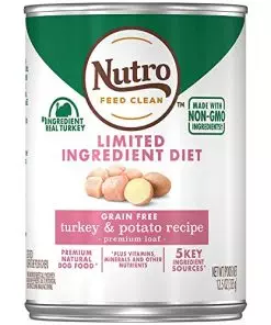 NUTRO Limited Ingredient Diet Adult Canned Soft Wet Dog Food Premium Loaf Turkey & Potato Recipe, 12.5 Ounce (Pack of 12)