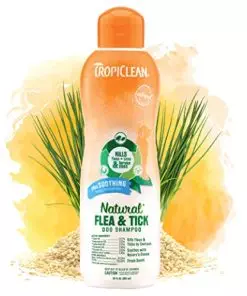 TropiClean Soothing Natural Flea and Tick Dog Shampoo | Natural Flea and Tick Prevention for Dogs | Made in the USA | 20oz