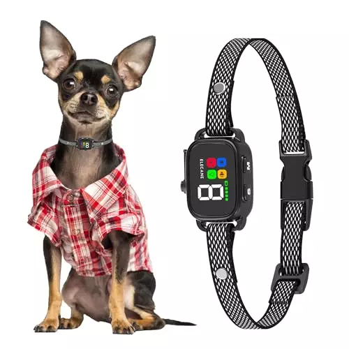 Tiny Bark Collar for Small Dogs 5-15 lbs and Puppies – No Shock Anti Barking Collar – Rechargeable Smart Collar for Dog Training with 7 Sensitivity Levels and 3 Beep&Vibration Modes (Black+Multicolor)