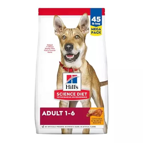 Hill’s Science Diet Adult 1-6, Adult 1-6 Premium Nutrition, Dry Dog Food, Chicken & Barley, 45 lb Bag