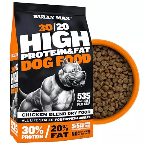 Bully Max High Performance Premium Dry Dog Food for All Ages – High Protein Natural Puppy Food for Small & Large Breed Puppies & Adult Dogs, 15 lb Bag