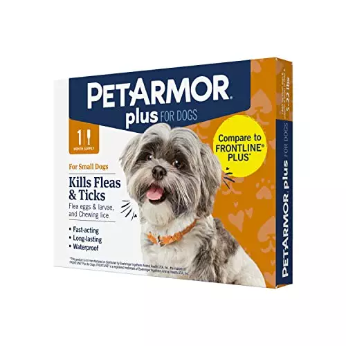 PetArmor Plus Flea and Tick Prevention for Dogs, Dog Flea and Tick Treatment, 1 Dose, Waterproof Topical, Fast Acting, Small Dogs (5-22 lbs)