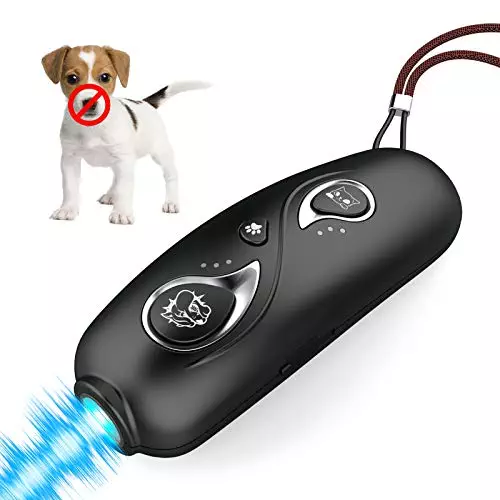 HOPET Ultrasonic Anti Barking Device, Dog Bark Deterrent for Barking Control & Dog Trainer, USB Rechargeable Dual Variable Frequancy with Control Range of 16.4 Ft(5M)