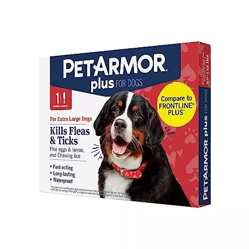 PetArmor Plus Flea and Tick Prevention for Dogs, Dog Flea and Tick Treatment, 1 Dose, Waterproof Topical, Fast Acting, X-Large Dogs (89-132 lbs)