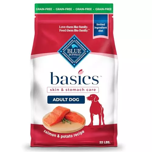 Blue Buffalo Basics Grain-Free Dry Dog Food for Adult Dogs, Limited Ingredient Diet, Salmon Recipe, 22-lb. Bag