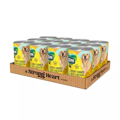 A Strong Heart Wet Dog Food, Savory Dinner with Chicken – 22 oz Cans (Pack of 12), Made in The USA with Real Chicken