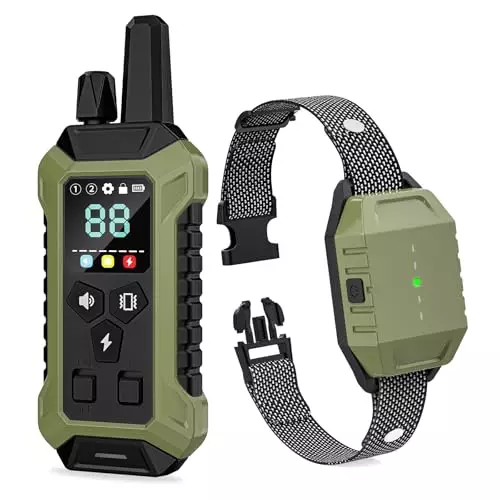 Dog Shock Collar – 4200FT Dog Training Collar with Remote, IPX7 Waterproof Rechargeable Electric Collar with 3 Training Modes, Beep, Vibration and Shock, Security Lock (Green)